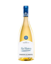 Laden Sie das Bild in den Galerie-Viewer, Weinkeller Hohenbrunn: Bild einer Weinflasche von den Poderi Parpinello in Sardinien mit Vermentino Ala Blanca Sardega DOC.
