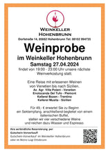 Laden Sie das Bild in den Galerie-Viewer, Weinkeller Hohenbrunn: Flyer für die Weinprobe am 27.04.2024 im Weinkeller Hohenbrunn
