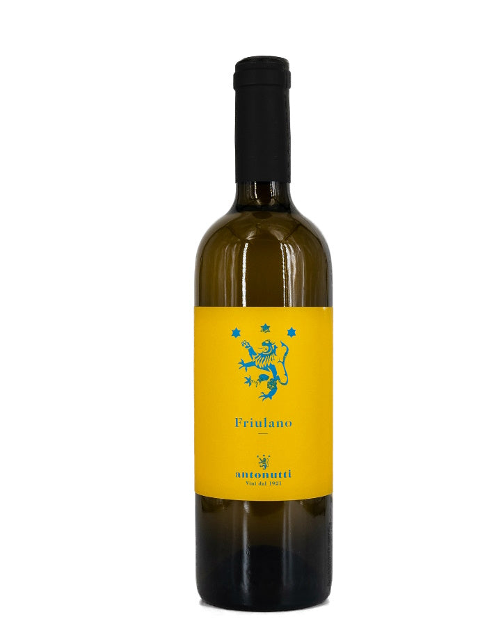 Weinkeller Hohenbrunn: Bild einer Weinflasche von vorne  mit Etikett vom Weingut Antonutti mit Friulano DOC