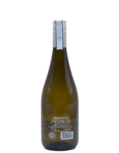 Weinkeller Hohenbrunn: Weinflasche mit Etikett von Fugaro`s Linea Ca` del Teo mit Prosecco Frizzante von hinten