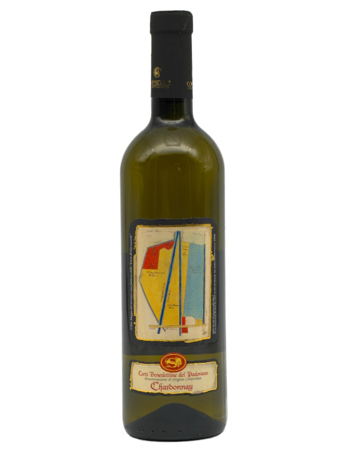 Weinkeller Hohenbrunn: Weinflasche mit Etikett von vorne von der Cantina Conselve mit Chardonnay 