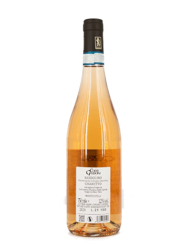 Weinkeller Hohenbrunn: Bild einer Weinflasche von hinten mit Etikett vom Weingut Corte Gardoni mit Bardolino Chiaretto DOC DOC
