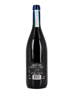 Weinkeller Hohenbrunn: Weinflasche von hinten mit Etikett von  der Cantina Damilano mit Babera d`Alba Lablù DOCG