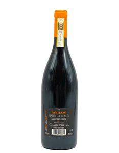 Weinkeller Hohenbrunn: Bild einer Weinflasche des Weingutes Damilano mit Barbera d`Asti DOCG von hinten