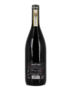 Weinkeller Hohenbrunn: Weinflasche von hinten mit Etikett von  der Cantina Damilano mit Barolo Lecinquevigne DOCG