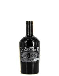 Weinkeller Hohenbrunn: Bild einer Weinflasche von hinten mit Etikett von De Stefani mit Redentore Merlot IGT
