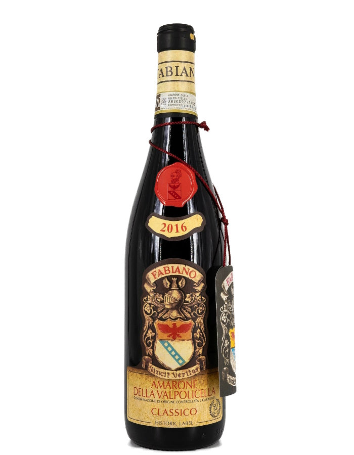 Weinkeller Hohenbrunn: Bild einer Weinflasche von vorne mit Etikett der Cantina Fabiano mit Storica Amarone della Valpolicella DOCG Classico