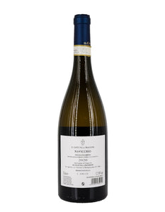Weinkeller Hohenbrunn: Bild einer Weinflasche von hinten mit Etikett vom Weingut Il Conte Villa Prandone mit Navicchio Offida Pecorino D.O.C.G: