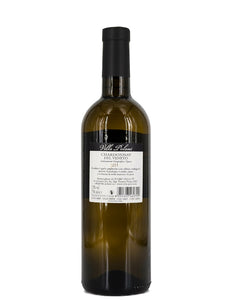 Weinkeller Hohenbrunn: Weinflasche mit Etikett von Villa Polani mit Chardonnay delle Venezie IGT von hinten