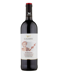 Weinkeller Hohenbrunn präsentiert eine Weinflasche mit Etikett von Galassi aus der Emilia Romagna mit Sangiovese Superiore D.O.C. von vorne