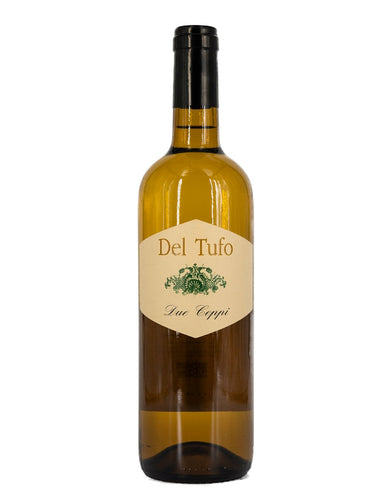 Weinkeller Hohenbrunn: Weinflasche mit Etikett von vorne vom Weingut Del Tufo im Piemont mit Due Ceppi Bianco VDT