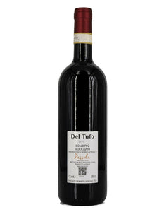 Weinkeller Hohenbrunn:  Weinflasche mit Rückenetikett von hinten mit Passola Dolcetto di Dogliani DOCG vom Weingut Del Tufo