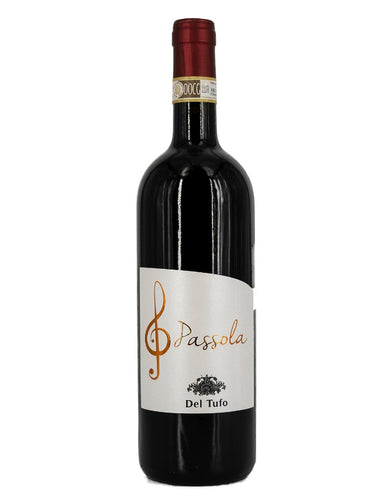 Weinkeller Hohenbrunn:  Weinflasche mit Etikett von vorne mit Passola Dolcetto di Dogliani DOCG vom Weingut Del Tufo