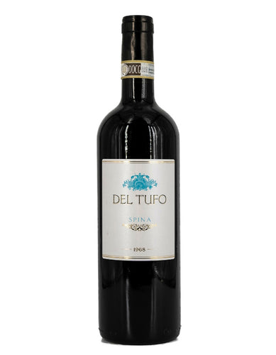 Weinkeller Hohenbrunn:  Weinflasche mit Etikett von vorne mit Dolcetto Spina DOCG vom Weingut Del Tufo