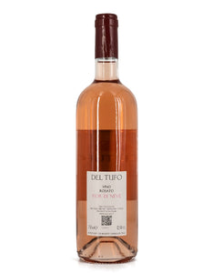 Weinkeller Hohenbrunn: Weinflasche von hinten mit Etikett von Del Tufo mit Fior di Neve Rosé VDT