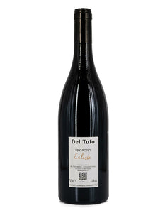 Weinkeller Hohenbrunn: Weinflasche von hinten mit Rückenetikett mit Eclisse Rosso VDT vom Weingut Del Rosso im Piemont