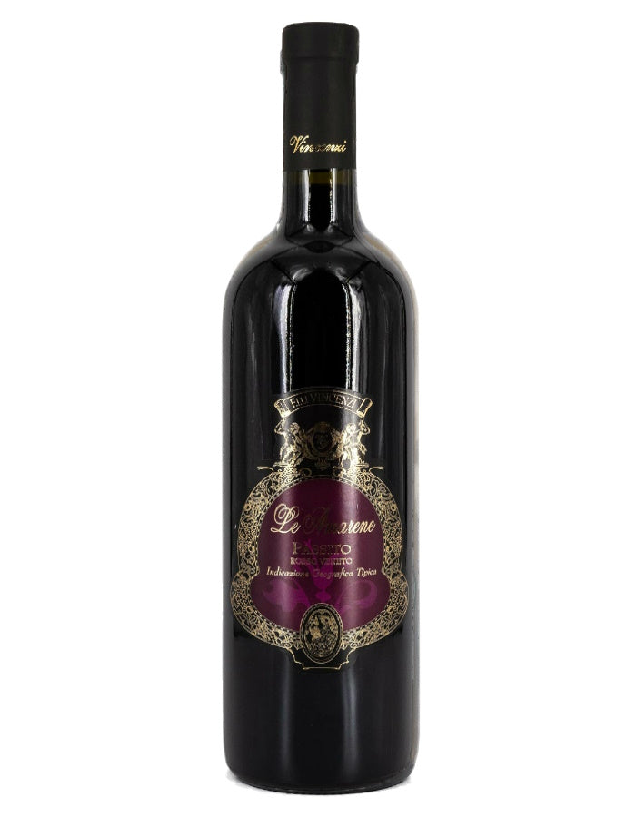 Weinkeller Hohenbrunn: Bild einer Weinflasche von vorne  mit Etikett vom Weingut F.Ile Vincenzi mit Le Amarene Passito IGT