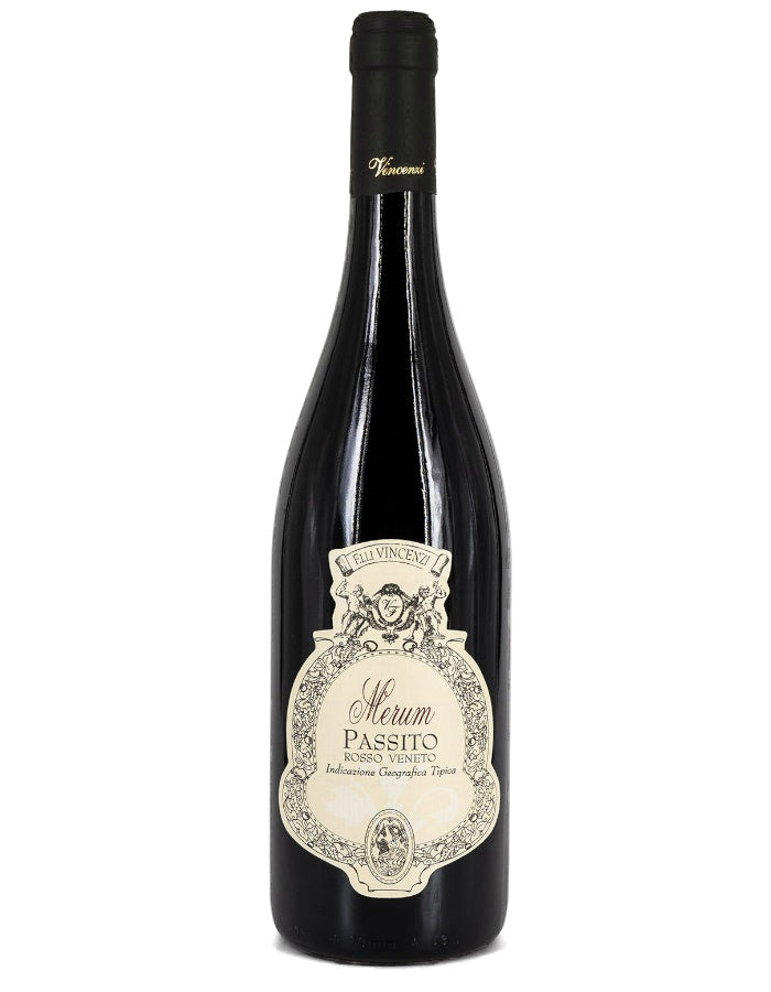 Weinkeller Hohenbrunn: Weinflasche von vorne mit Etikett von F.Illi Vincenz mit iMerum Passito Rosso Veneto IGT