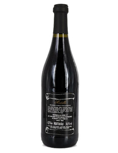 Weinkeller Hohenbrunn: Bild einer Weinflasche von hinten mit Etikett vom Weingut F.Ile Vincenzi mit Mirtillo Vino Rosso Frizzante IGT