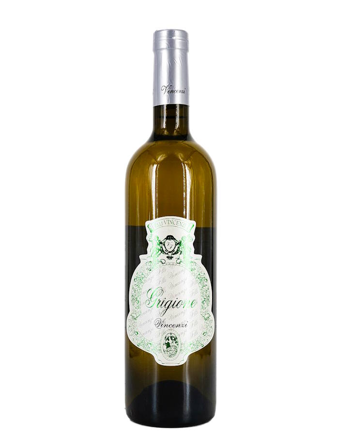 Der Weinkeller Hohenbrunn präsentiert eine Weinflasche vom Weingut F.illi Vincenzi mit Pinot Grigio GRIGIONE  I.G.T.