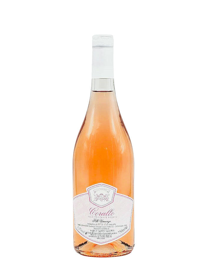 Der Weinkeller Hohenbrunn präsentiert eine Weinflasche vom Weingut F.illi Vincenzi mit Coralle Rosato Frizzante